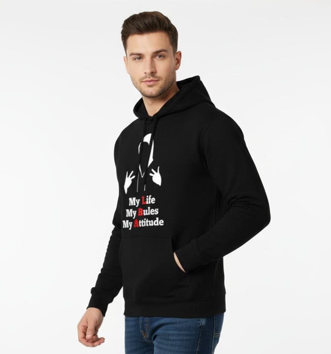 My Life My Rules My Attitude Hoodie | Premium Black Oversized Streetwear | Gujulondon
