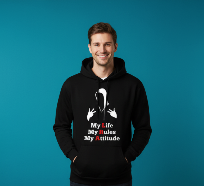 My Life My Rules My Attitude Hoodie | Premium Black Oversized Streetwear | Gujulondon
