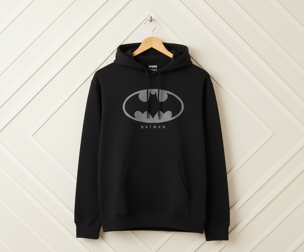 Official Batman Logo Hoodie | Premium Black DC Comics Merchandise Sweatshirt | Gujulondon