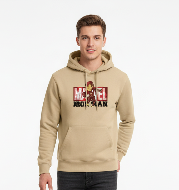 Iron Man Arc Reactor Hoodie | Premium Beige Marvel Comics Apparel Sweatshirt |Gujulondon
