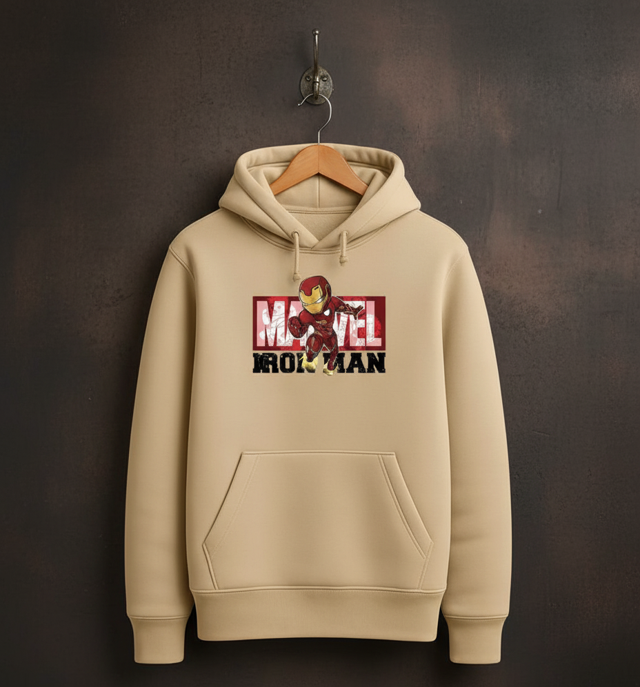 Iron Man Arc Reactor Hoodie | Premium Beige Marvel Comics Apparel Sweatshirt |Gujulondon